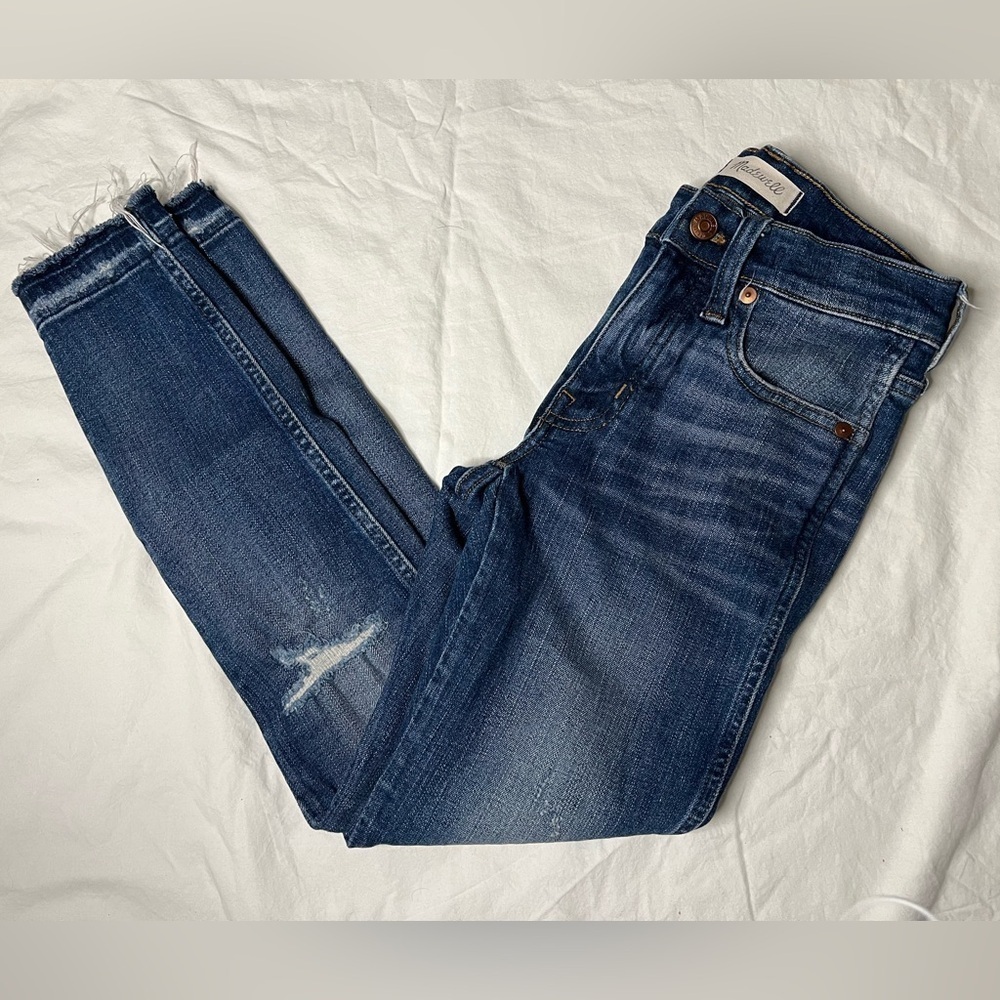 Madewell 9" High-Rise Skinny Ripped & Repaired York Wash Denim Jeans 24P - Picture 14 of 14